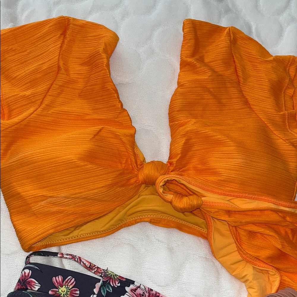 Source Unknown Vibrant Bikini Set - Orange, Black… - image 2